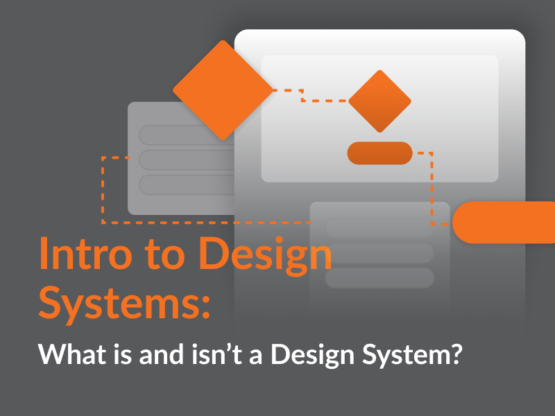 A banner with the title "Intro to design systems" and some componentry connected with dotted lines